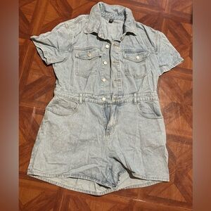 Denim romper jumpsuit stretchy